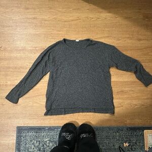 Charcoal Gray Ribbed Crewneck Sweater Aerie
